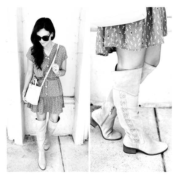 Vince Camuto Gray Suede Wide Calf OTK Boots - Picture 7 of 8